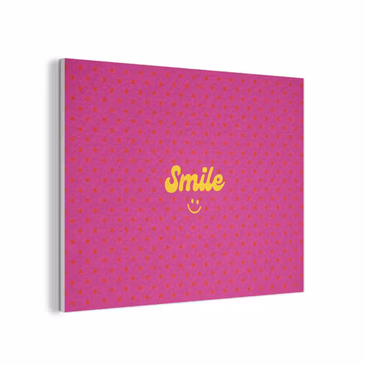 Smile - Stippen - Geel - Smiley - Roze PET vilt klein -3d
