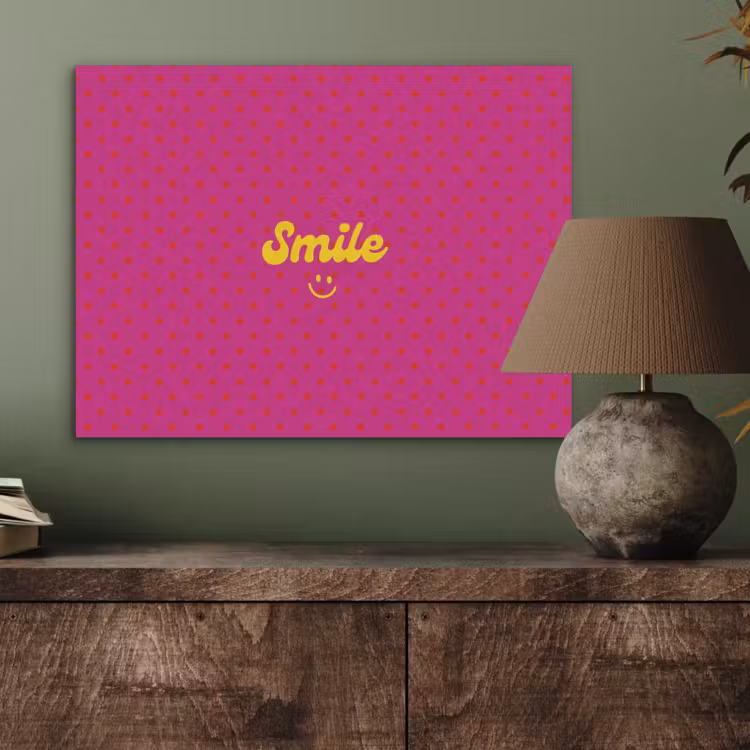 Smile - Stippen - Geel - Smiley - Roze PET vilt klein -sfeer2