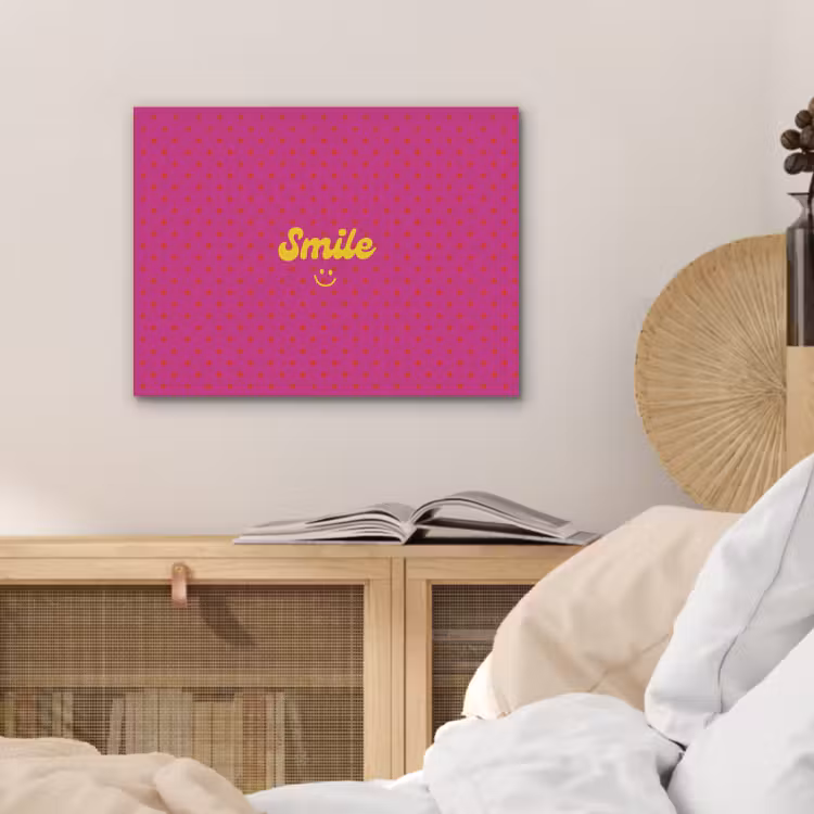 Smile - Stippen - Geel - Smiley - Roze PET vilt klein -sfeer3