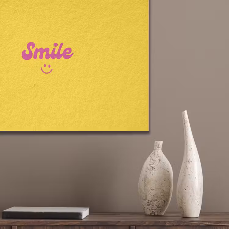 Smile - Geel - Roze PET vilt klein -sfeer6_closeup