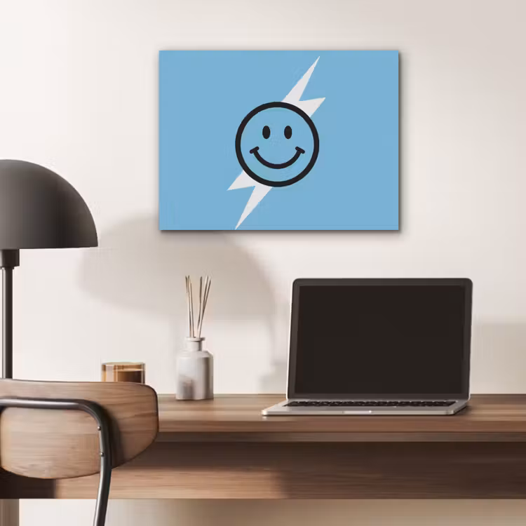 Smiley - Blauw - Bliksem PET vilt klein -sfeer5