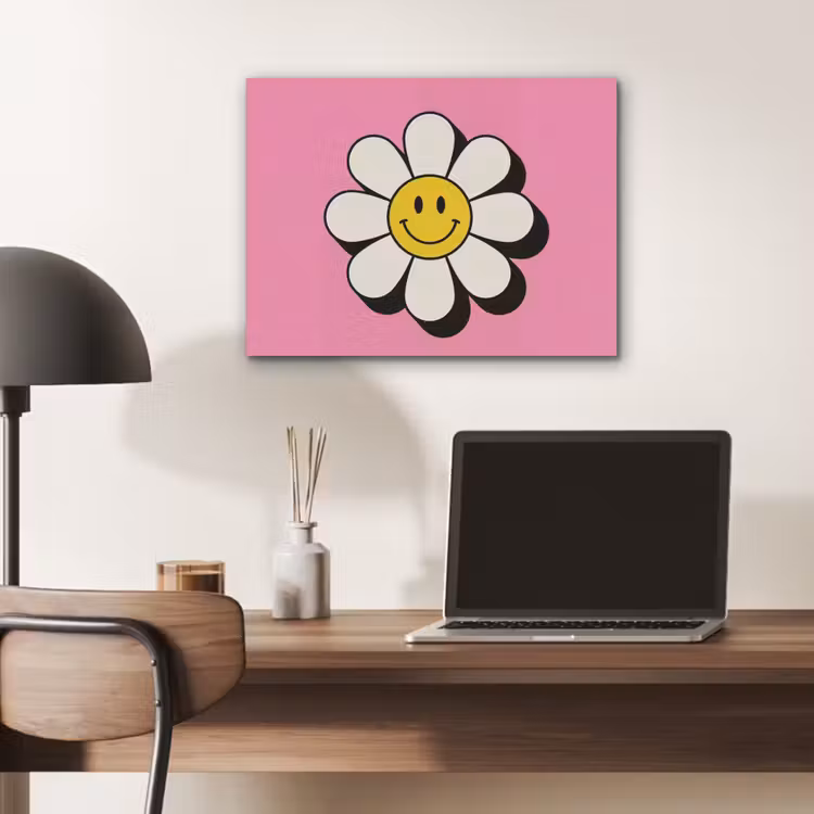 Smiley - Bloem - Roze PET vilt klein -sfeer5