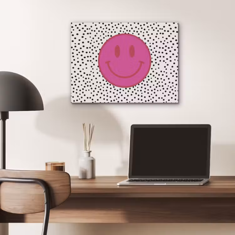Smiley - Roze - Stippen PET vilt klein -sfeer5