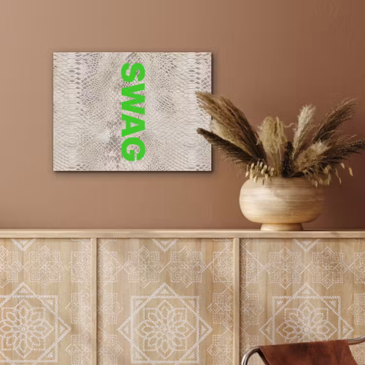 Slangenprint - SWAG - Neon - Groen PET vilt klein -sfeer4