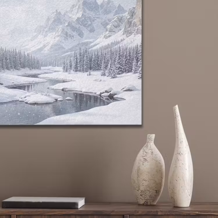 Sneeuwlandschap - Bergen - Rivier - Winter PET vilt klein -sfeer6_closeup