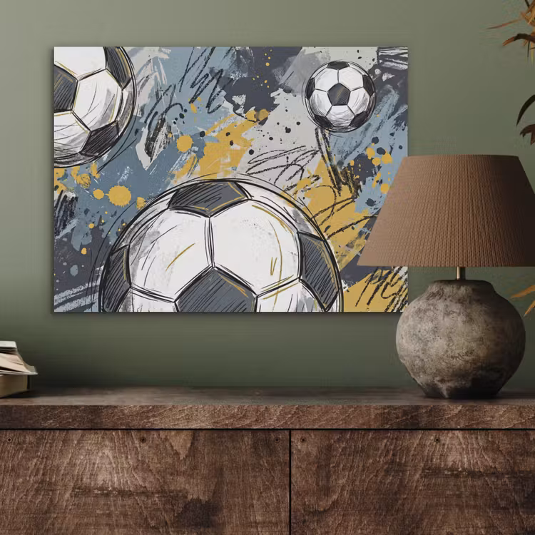 Voetbal - Abstract - Sport - Kleurrijk PET vilt klein -sfeer2