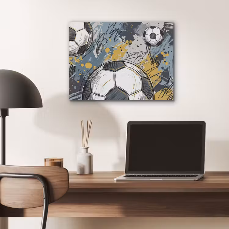 Voetbal - Abstract - Sport - Kleurrijk PET vilt klein -sfeer5