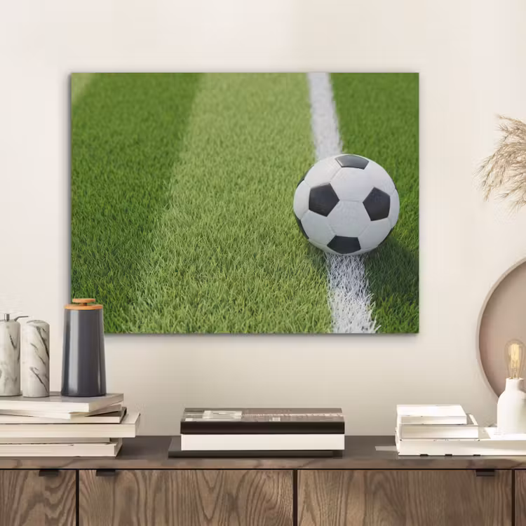 Voetbal - Grasveld - Sport - Groen PET vilt klein -sfeer1