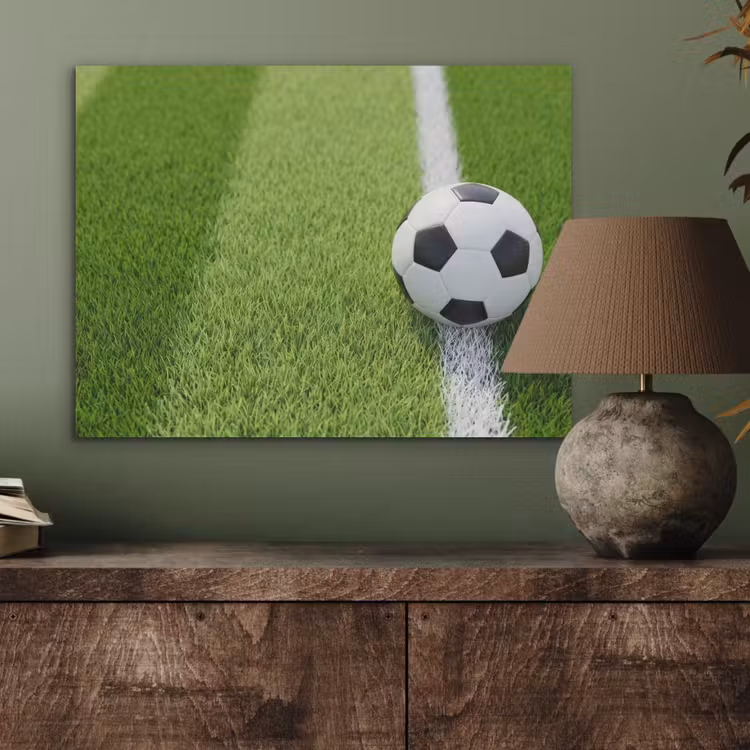 Voetbal - Grasveld - Sport - Groen PET vilt klein -sfeer2