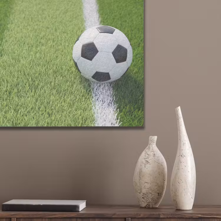 Voetbal - Grasveld - Sport - Groen PET vilt klein -sfeer6_closeup