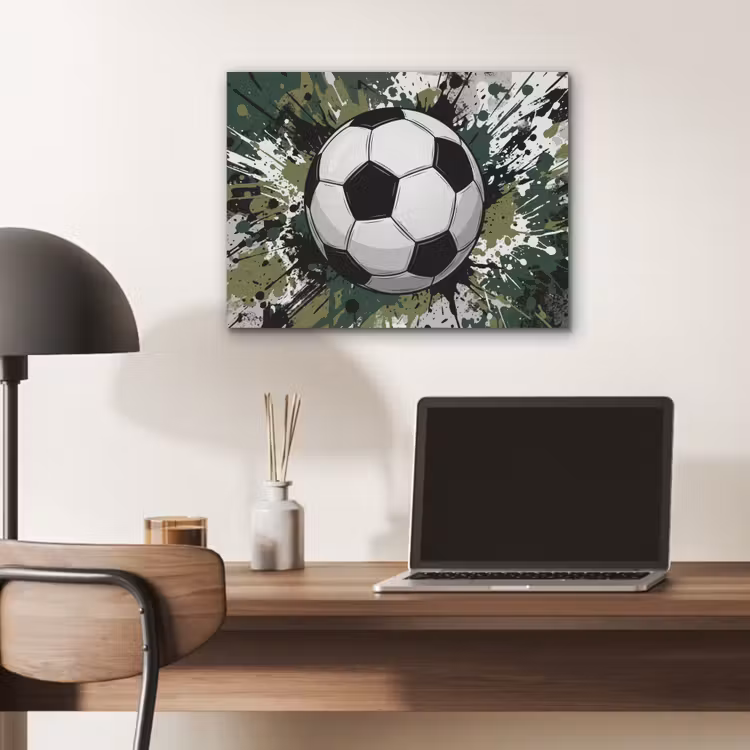 Voetbal - Verf - Spetters - Groen PET vilt klein -sfeer5