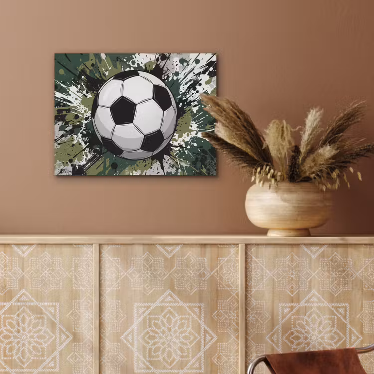 Voetbal - Verf - Spetters - Groen PET vilt klein -sfeer4