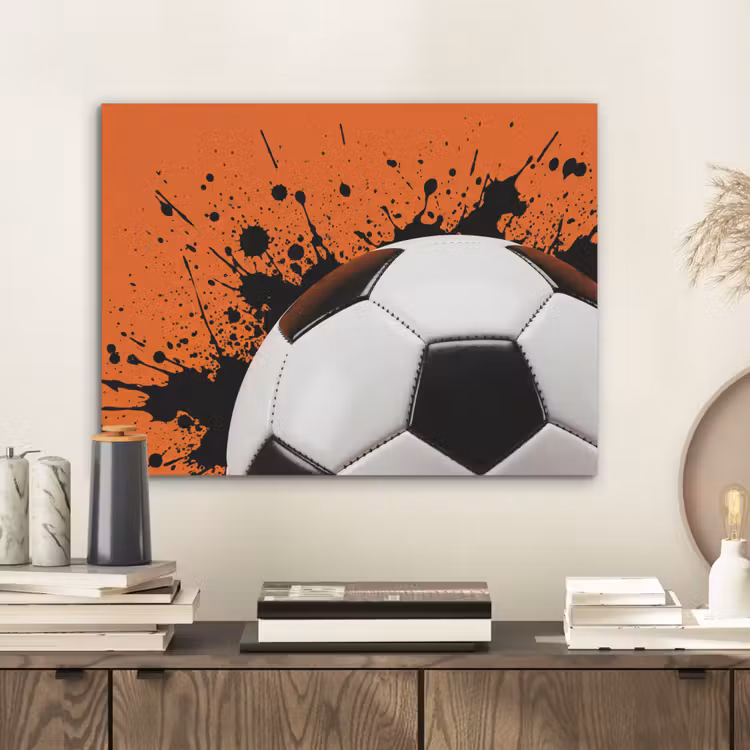Voetbal - Verf - Sport - Oranje PET vilt klein -sfeer1