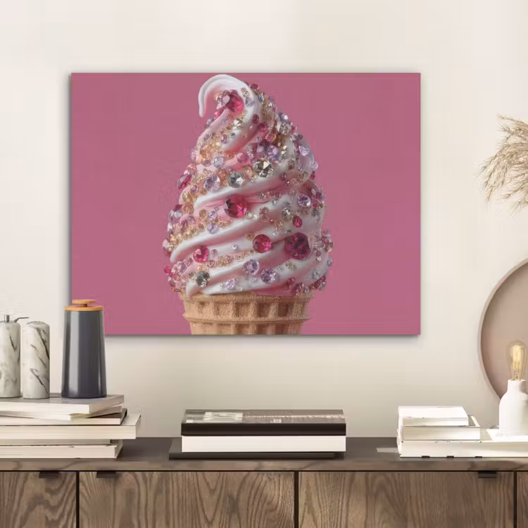 Softijs - Edelstenen - Roze - Hoorntje PET vilt klein -sfeer1
