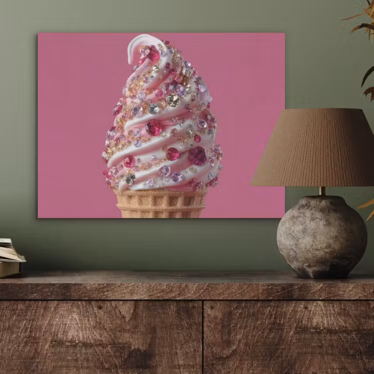 Softijs - Edelstenen - Roze - Hoorntje PET vilt klein -sfeer2