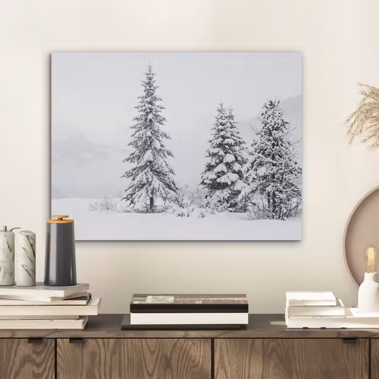Fijnsparren - Sneeuw - Winter - Landschap - Stilte PET vilt klein -sfeer1