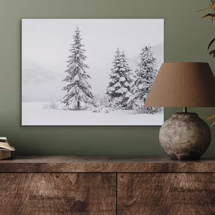 Fijnsparren - Sneeuw - Winter - Landschap - Stilte PET vilt klein -sfeer2