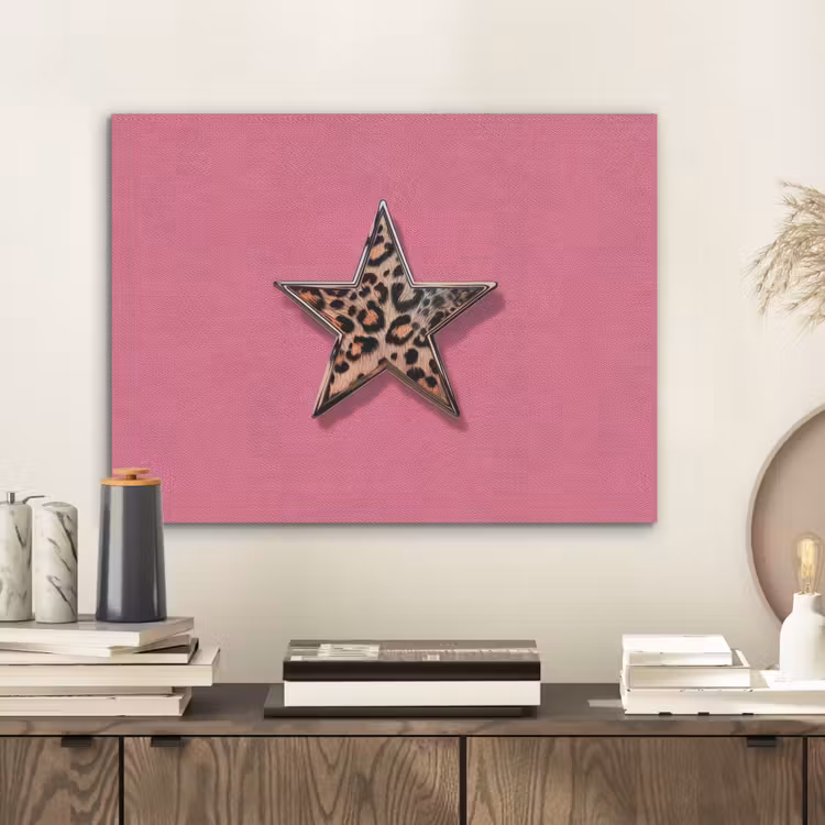 Ster - Luipaard - Print - Roze PET vilt klein -sfeer1