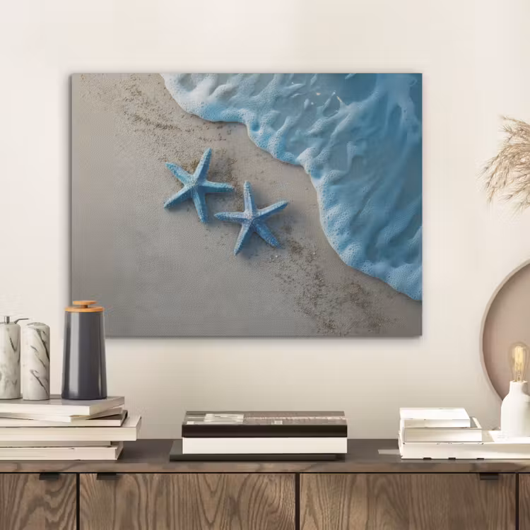 Zeesterren - Zand - Zee - Blauw PET vilt klein -sfeer1