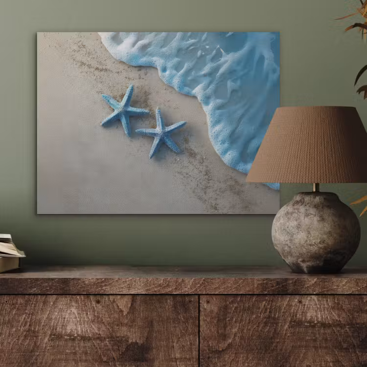 Zeesterren - Zand - Zee - Blauw PET vilt klein -sfeer2