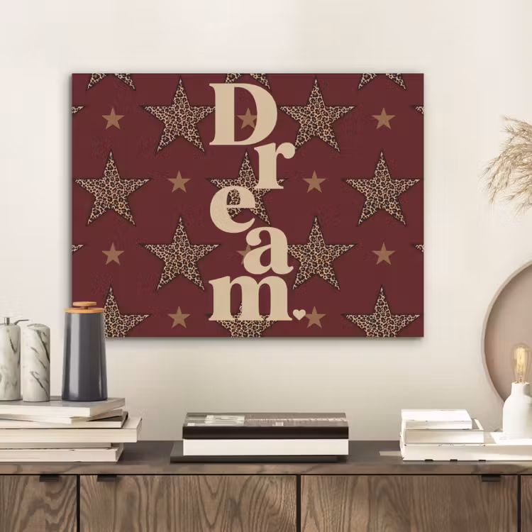 Sterren - Luipaardprint - Dream - Bordeaux PET vilt klein -sfeer1
