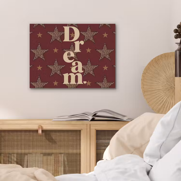 Sterren - Luipaardprint - Dream - Bordeaux PET vilt klein -sfeer3
