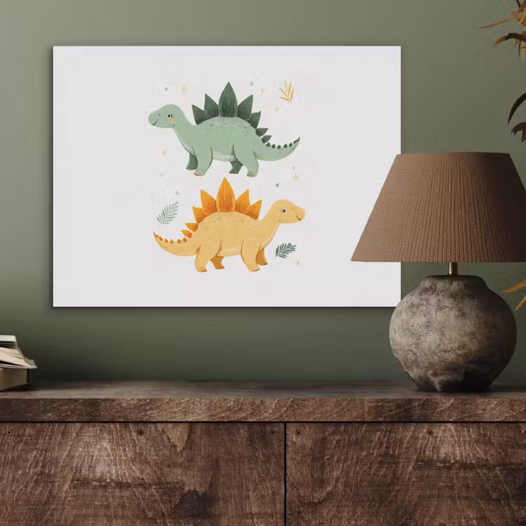 Sterren - Stegosaurussen - Blaadjes - Groen PET vilt klein -sfeer2