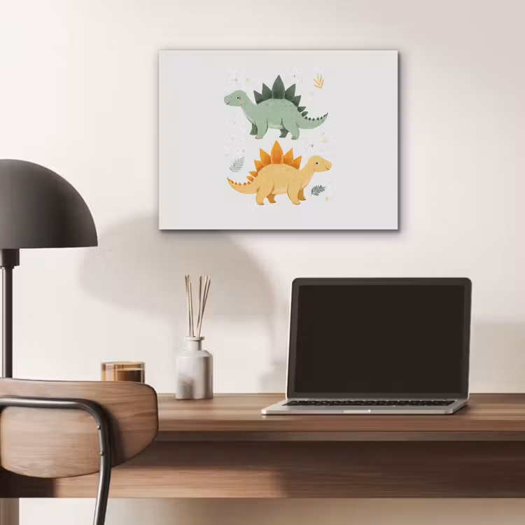 Sterren - Stegosaurussen - Blaadjes - Groen PET vilt klein -sfeer5