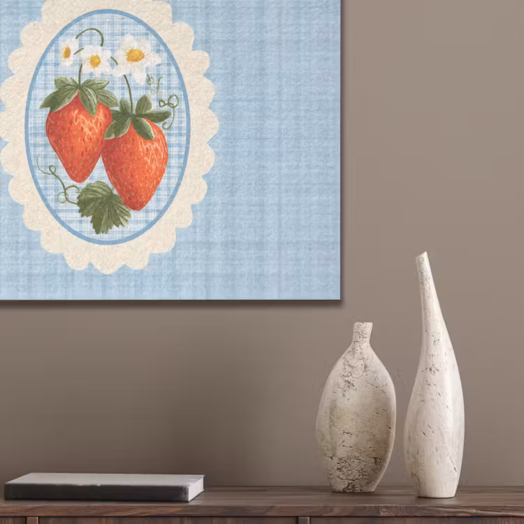 Aardbeien - Lijst - Rood - Geruit PET vilt klein -sfeer6_closeup