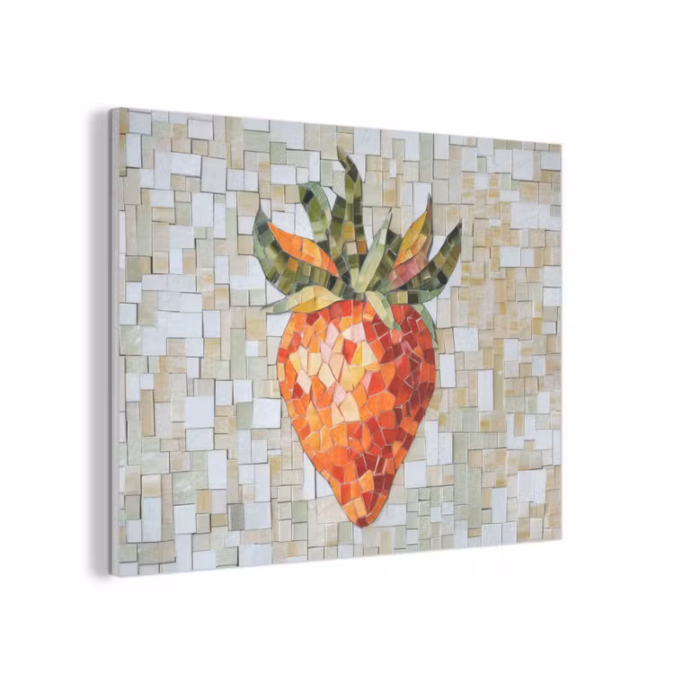 Aardbei - Rood - Mozaïek - Fruit PET vilt klein -3d