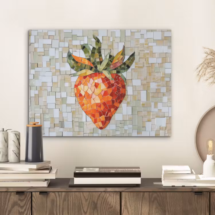 Aardbei - Rood - Mozaïek - Fruit PET vilt klein -sfeer1
