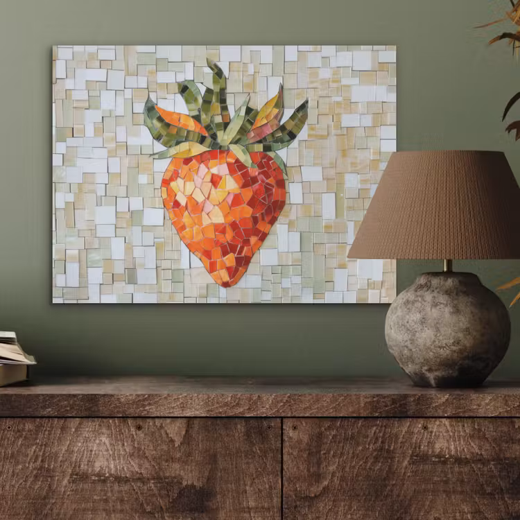 Aardbei - Rood - Mozaïek - Fruit PET vilt klein -sfeer2