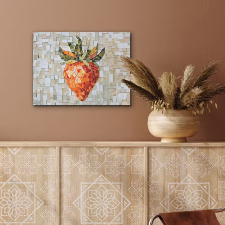 Aardbei - Rood - Mozaïek - Fruit PET vilt klein -sfeer4