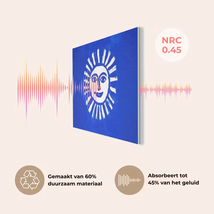 Zon - Gezicht - Penseelstructuur - Blauw PET vilt klein -USP_NL