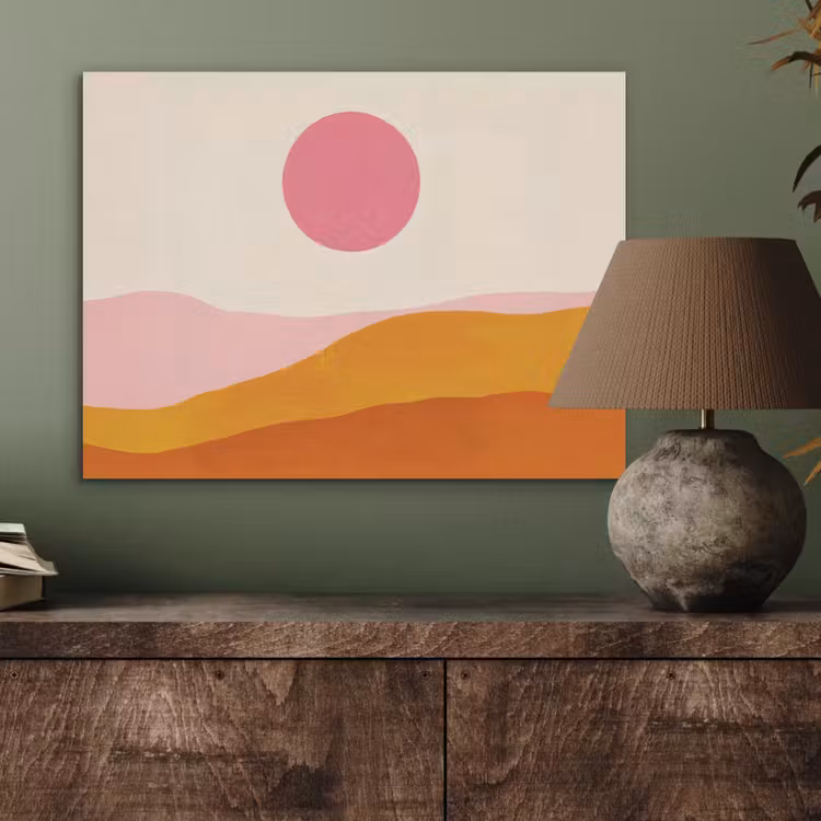 Zon - Heuvels - Abstract - Roze PET vilt klein -sfeer2