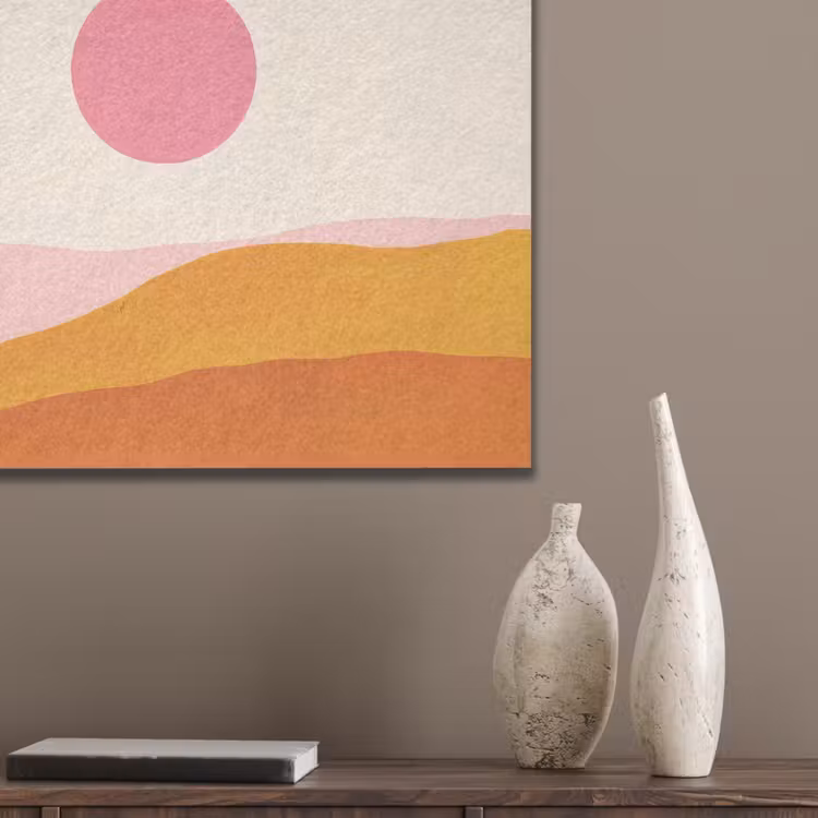 Zon - Heuvels - Abstract - Roze PET vilt klein -sfeer6_closeup