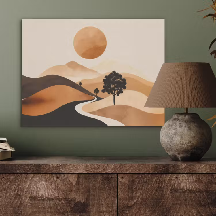 Zon - Heuvels - Boom - Abstract PET vilt klein -sfeer2