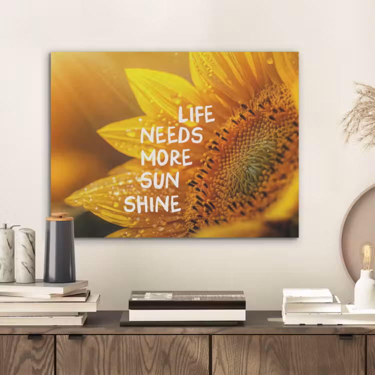 Zonnebloem - Close up - Geel - Quote PET vilt klein -sfeer1