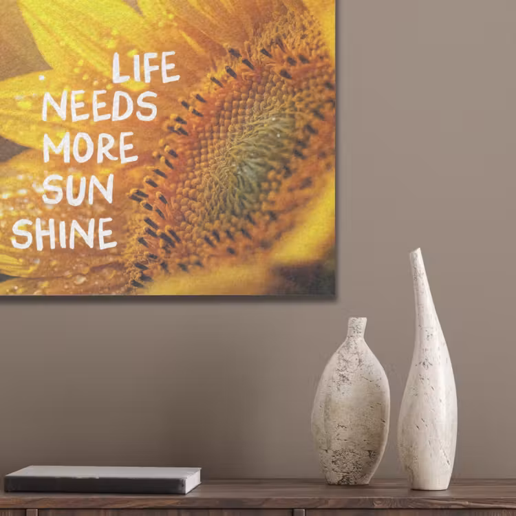 Zonnebloem - Close up - Geel - Quote PET vilt klein -sfeer6_closeup