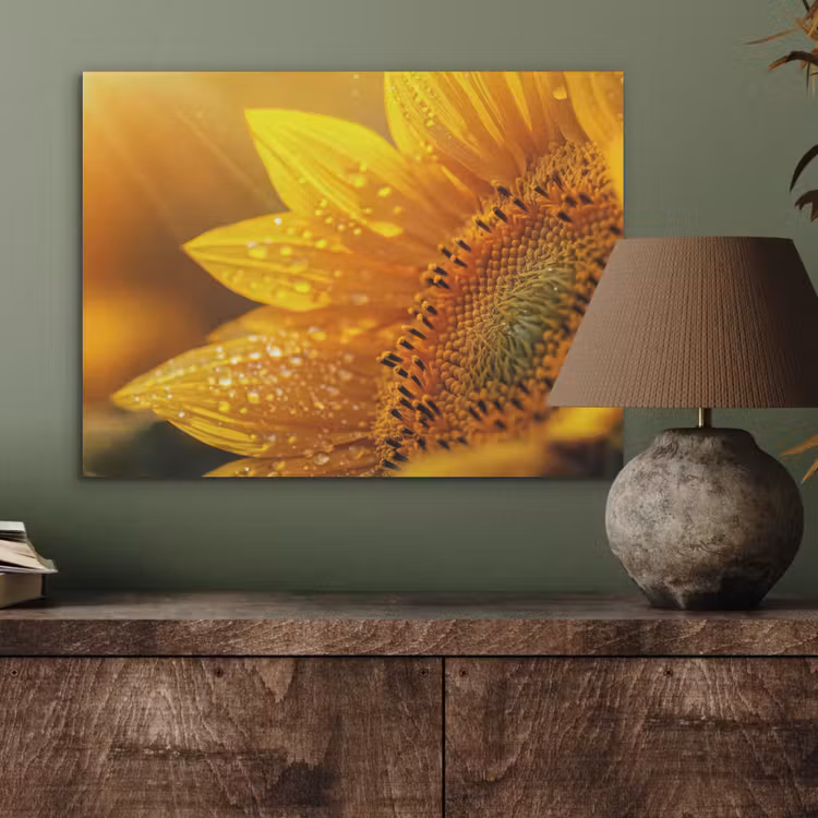 Zonnebloem - Dauwdruppels - Geel - Zonlicht PET vilt klein -sfeer2