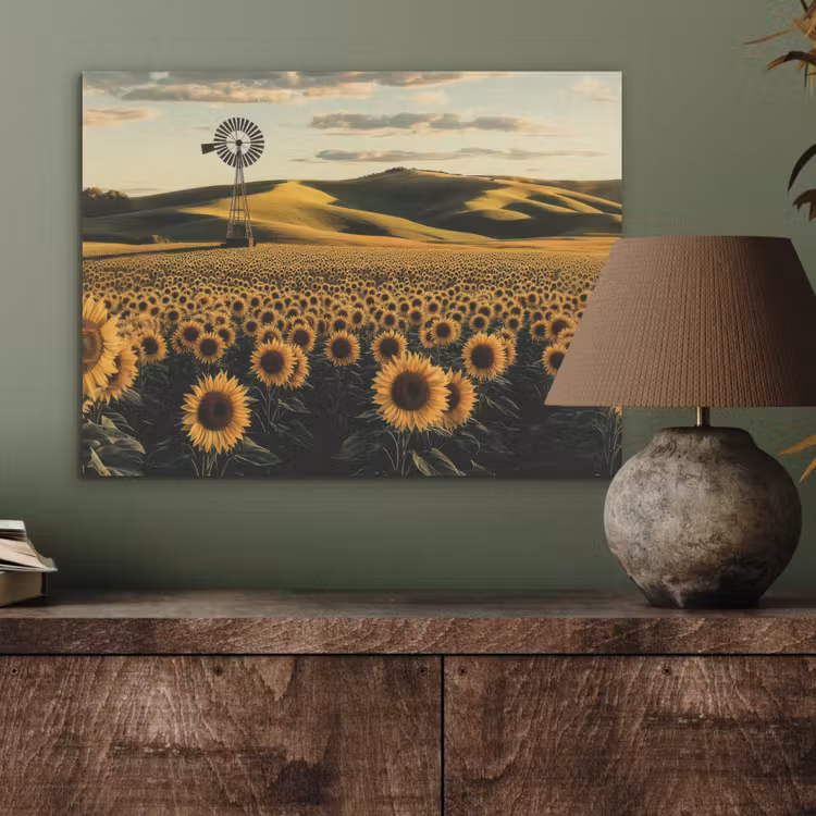 Zonnebloem - Veld - Windmolen PET vilt klein -sfeer2