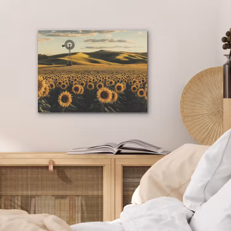 Zonnebloem - Veld - Windmolen PET vilt klein -sfeer3