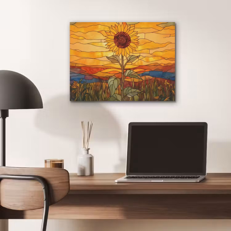 Zonnebloem - Mozaïek - Zonsondergang - Geel PET vilt klein -sfeer5