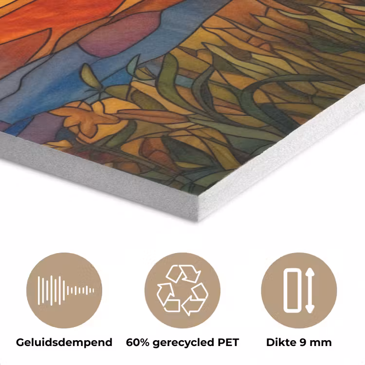 Zonnebloem - Mozaïek - Zonsondergang - Geel PET vilt klein -closeup_NL