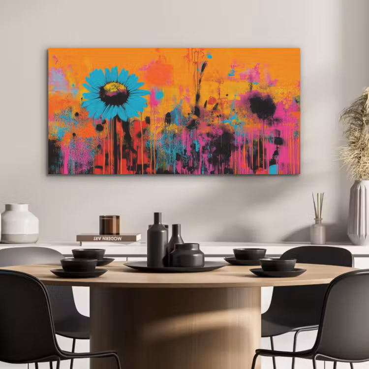 Zonnebloemen - Abstract - Oranje PET vilt middel -sfeer1