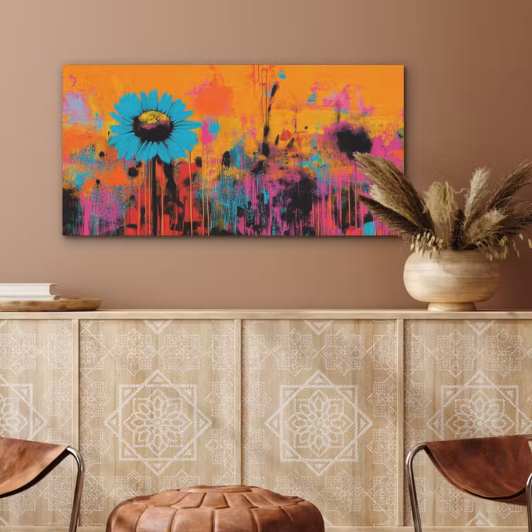 Zonnebloemen - Abstract - Oranje PET vilt middel -sfeer4