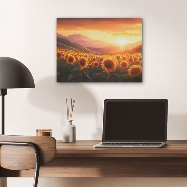 Zonnebloemen - Zonsondergang - Landschap PET vilt klein -sfeer5