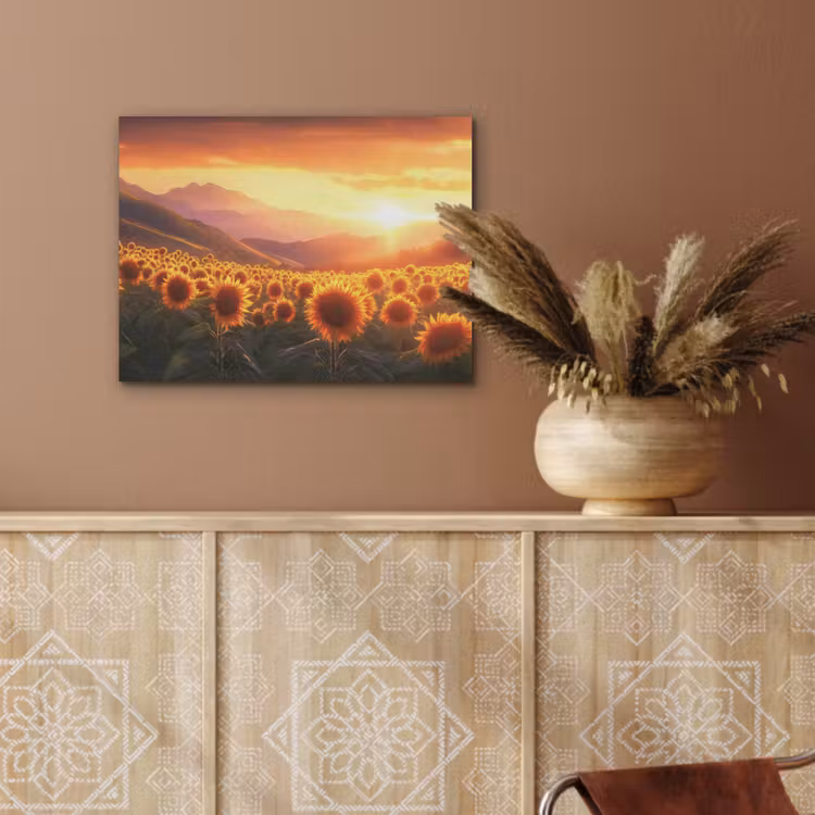 Zonnebloemen - Zonsondergang - Landschap PET vilt klein -sfeer4