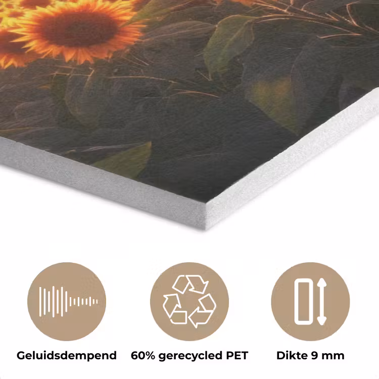 Zonnebloemen - Zonsondergang - Landschap PET vilt klein -closeup_NL