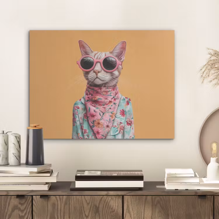 Zonnebril - Kat - Sjaal - Bloemen PET vilt klein -sfeer1